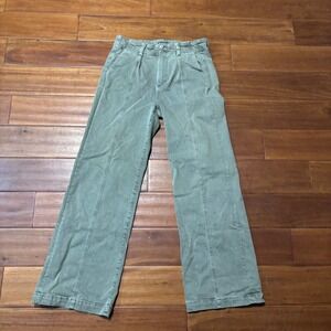 PAIGE Brooklyn High Rise Wide Leg Pants Front Seam Vintage Ivy Green| Size 28